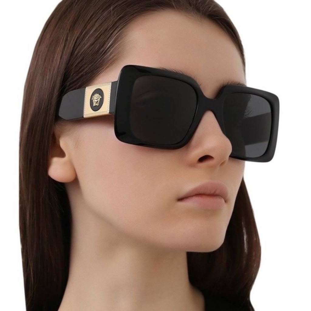 New Versace Women's Sunglasses Ve4405 Gb1/87 Square Ve4405 Black Eyewear
